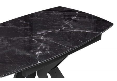 Стол стеклянный Риполь 140(180)х80 черный мрамор, черный