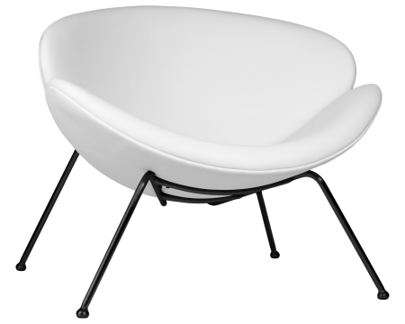 Кресло дизайнерское EMILY, белый винил, черное основание