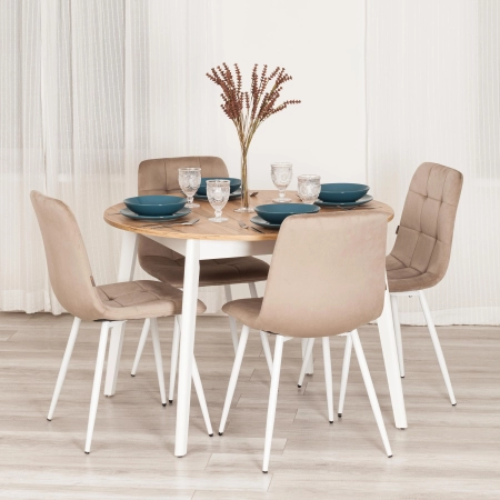 Стул CHILLY бежевый, велюр и металл, мягкое сиденье, без подлокотников