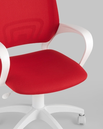 Кресло офисное ST-BASIC-W TopChairs красная ткань крестовина белый пластик фото в интернет-магазине Stoolmarket