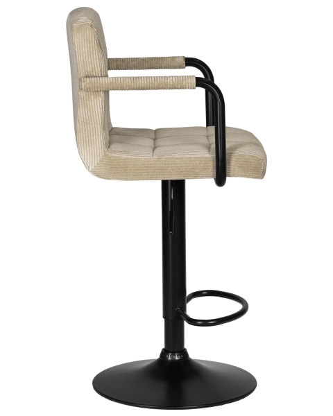 Стул барный KRUGER ARM BLACK бежевый вельвет Стул барный KRUGER ARM BLACK бежевый вельвет