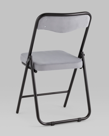 Складной стул Джонни велюр серый каркас черный матовый