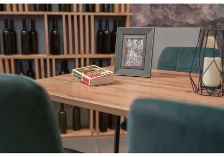 Стол деревянный Тринити Лофт 120х80 25 мм дуб делано темный, черный матовый