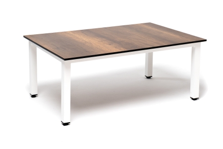 "Канны" журнальный столик из HPL 90х60, H40, каркас белый, столешницы дуб