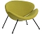 Кресло дизайнерское EMILY, светло-зеленая ткань AF3, черное основание