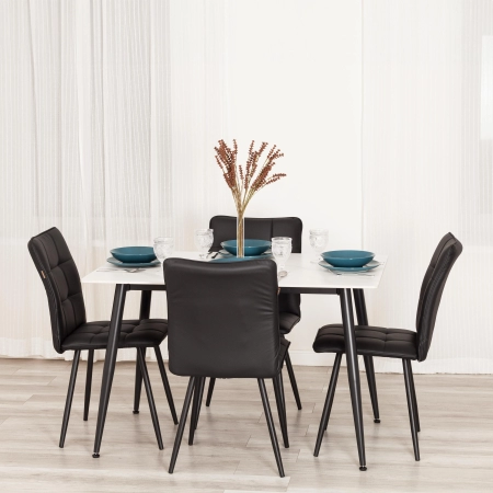 Стул обеденный Bari черный, экокожа и металл, мягкое сиденье, без подлокотников Стул обеденный Bari черный, экокожа и металл, мягкое сиденье, без подлокотников