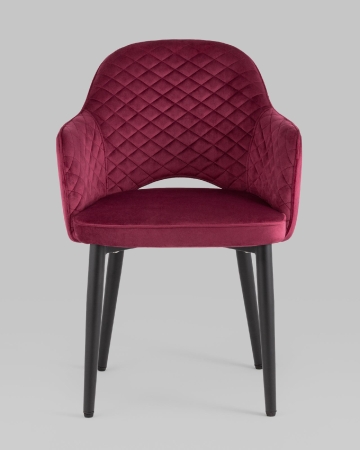 Стул Венера диамант велюр бордовый, черные ножки