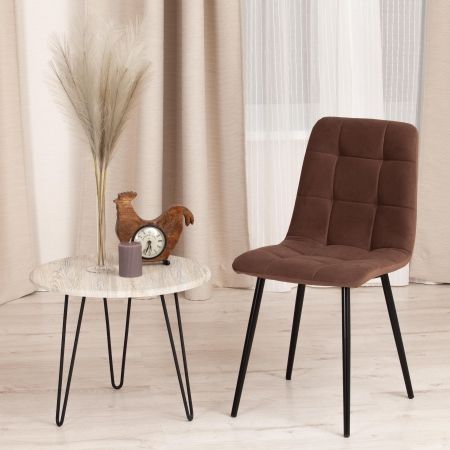 Стул CHILLY MAX велюр и металл, 45х59х88 см, коричневый 09, черный