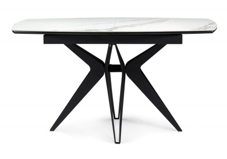 Керамический стол Риполь 140(180)х80 белый мрамор snow white, черный