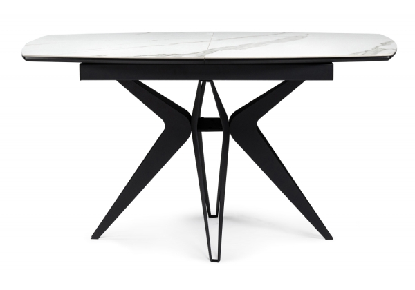 Керамический стол Риполь 140(180)х80 белый мрамор snow white, черный
