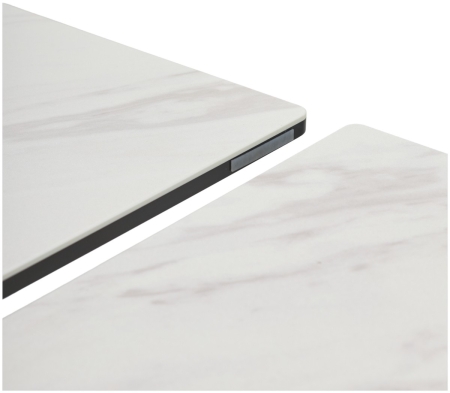 Стол ESTEBIO 160 KL-99 белый мрамор матовый, итальянская керамика, Серый металлик