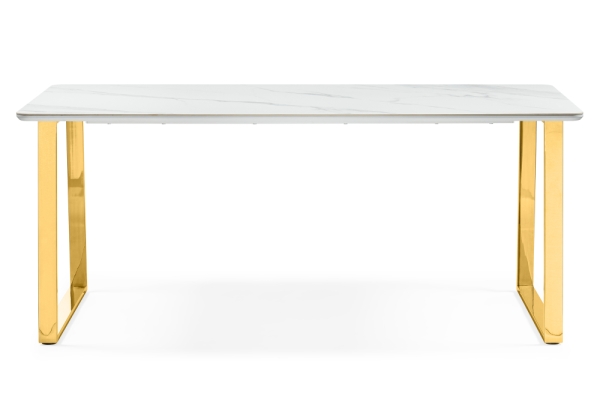 Стол керамический Селена 2 180х90х77 белый мрамор, золото