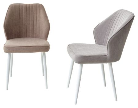 Стул VENA цвет B22 серый, велюр, белый каркас