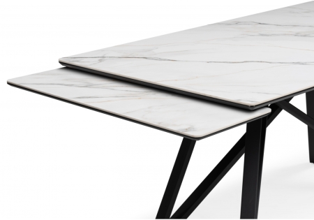 Керамический стол Вилсон 160(220)х89 белый золотой, черный