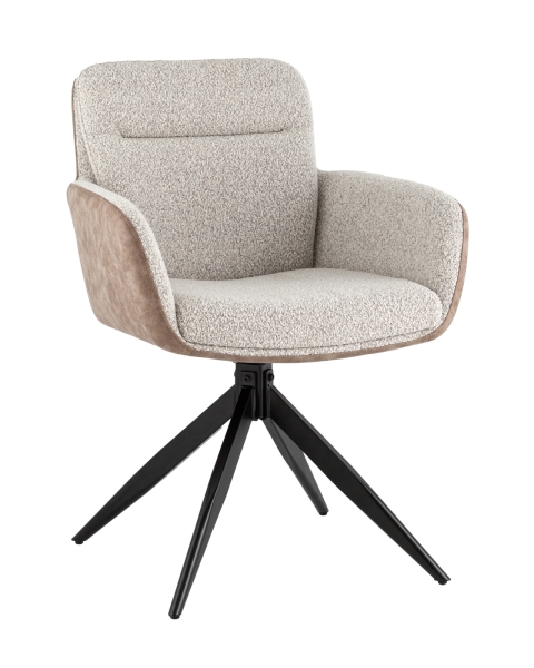 Стул обеденный Waldo светло-серый c бежевой экокожей