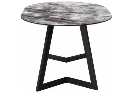 Стол Алингсос черная шагрень, мрамор серый