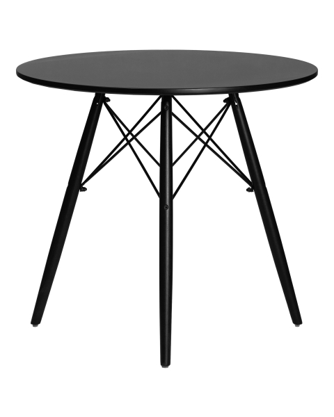 Стол обеденный CHELSEA`80 BLACK, столешница черная, основание черное