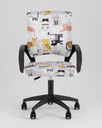 Кресло офисное TopChairs Simple SN Junior принт Blue Cats пластик черный