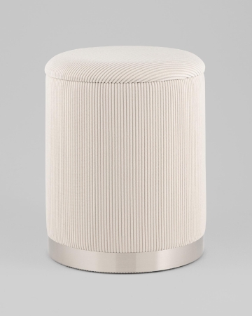 Пуф Эмили с ящиком серебро вельвет молочный