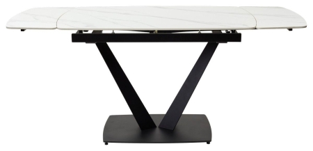 Стол ALATRI 120 MATT WHITE MARBLE SINTERED STONE, BLACK