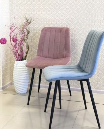 Стул DUBLIN G108-56 пудровый синий велюр, черный каркас
