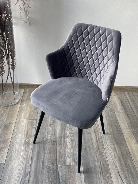 Стул HERMAN 360 градусов, серый #27 велюр, черный каркас