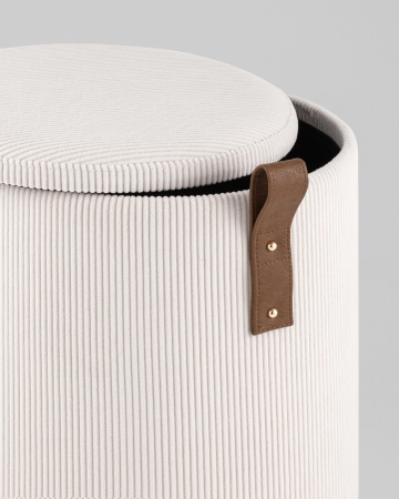 Пуф Руни S с ящиком вельвет белый