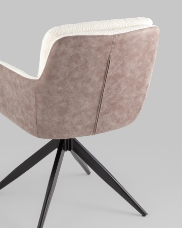 Стул обеденный Waldo молочный c бежевой экокожей