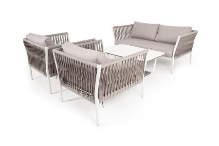 Лаунж-зона "Касабланка" плетеная из роупа 4-местная, цвет серо-коричневый