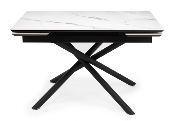 Керамический стол Мэриан 120(180)х80 snow alpin white, черный