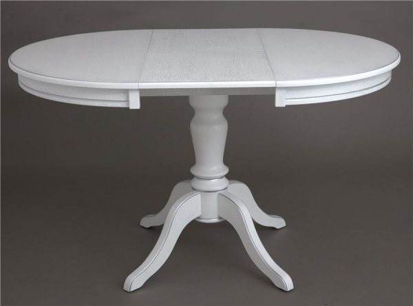 Стол "Эгина-2" белый, патина серебро, шпон дуб