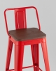 Стул барный TOLIX со спинкой красный глянцевый + темное дерево KD