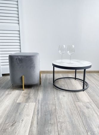 Пуф для гостиной ARES BLUVEL-14 серый, золотой фото в интернет-магазине Stoolmarket