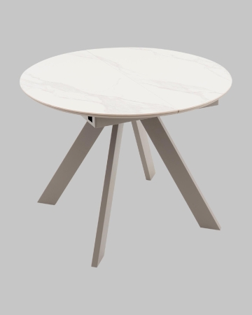 Стол круглый Миндель D100 столешница керамика белый глянец, основание металл латте Стол круглый Миндель D100 столешница керамика белый глянец, основание металл латте