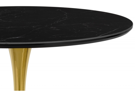 Керамический стол Тулип 90х73 черный мрамор, золото