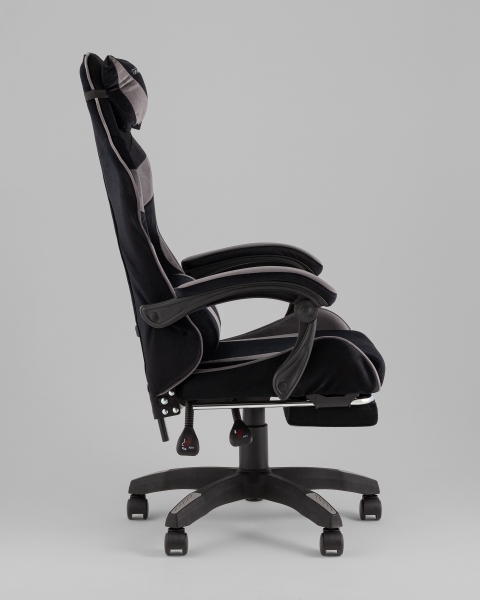 Кресло спортивное TopChairs MG-7019 велюр черно-серый
