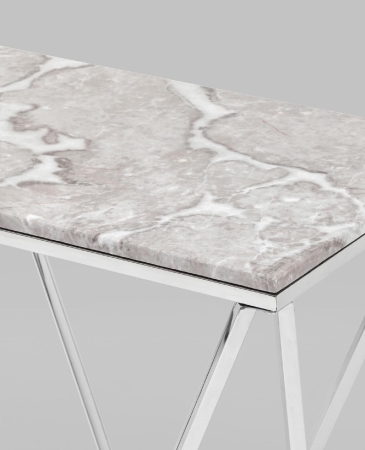 Консоль Авалон 122*41 серый мрамор сталь серебро