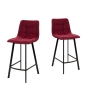 Полубарный стул CHILLI-QB SQUARE винный #16 велюр, черный каркас (H=66cm)