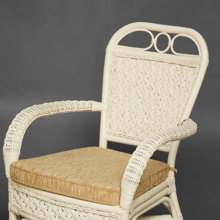 Комплект террасный ANDREA (стол кофейный со стеклом + 2 кресла + подушки) ротанг, 64х67х92 см, D60х55, белый