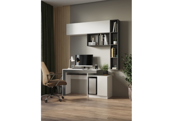 Компьютерный стол Модена белый, графит