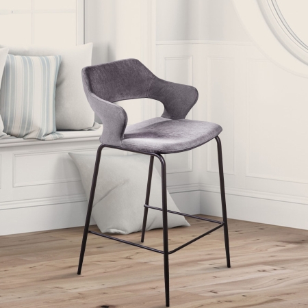 Стул полубарный Woddy бархат антрацит