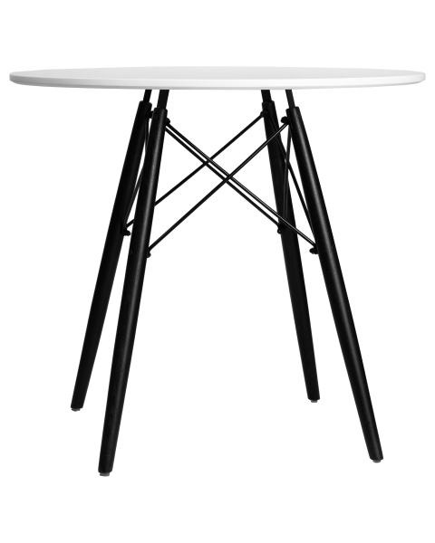 Стол обеденный CHELSEA`80 BLACK, столешница белая, основание черное