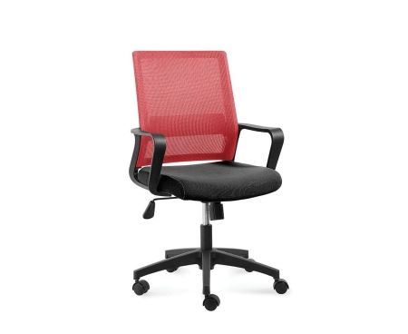 Кресло офисное Бит LB черный пластик красная сетка черная ткань
