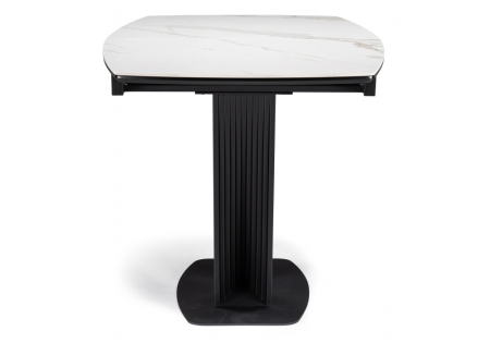 Керамический стол Вейл 160(205)х89 белый мрамор snow white, черный