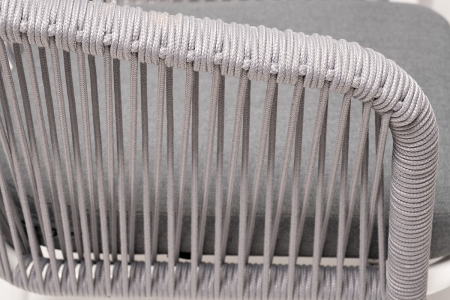 "Малага" обеденная группа на 6 персон со стульями "Марсель", каркас белый, роуп светло-серый