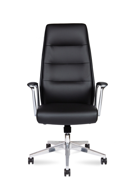 Кресло офисное Nancy черный, экокожа и металл, мягкое сиденье, с подлокотниками