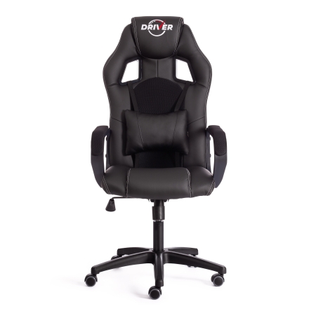 Кресло DRIVER (22) экокожа и ткань, черный и черный