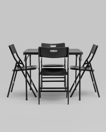 Комплект раскладного стола и стульев Кейт черный Комплект раскладного стола и стульев Кейт черный