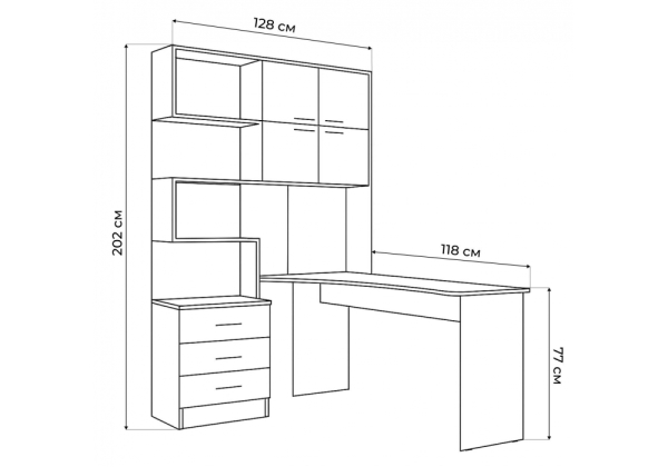 Компьютерный стол Эльброни правый белый