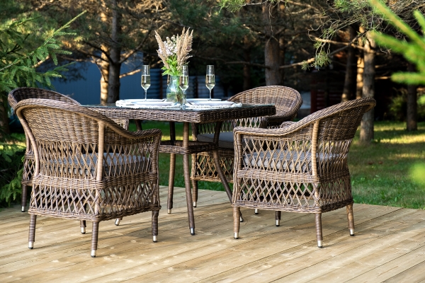 "Сицилия" обеденная группа плетеная, цвет коричневый